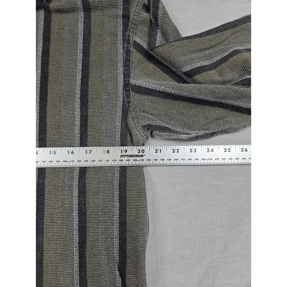 St Johns Bay Mens Long Sleeve Striped Polo Shirt Olive Gray Cotton Small - Picture 4 of 12
